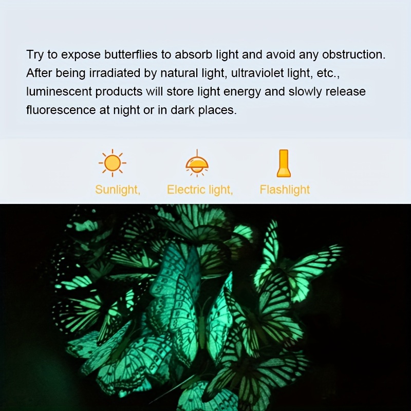 10pcs Colorful Luminous Butterfly Stakes, 3D Artificial Butterfly Decor, Garden & Patio Decor, Random Pattern