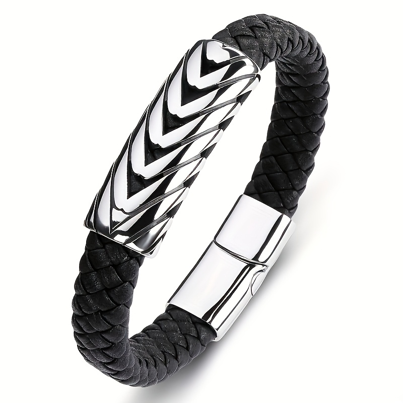 TEMU A Casual, Fashionable, And Classic Pattern Woven Bracelet, Men's Hip-hop Trendy Cuff Wrist Accessory, Suitable For Men' Wear