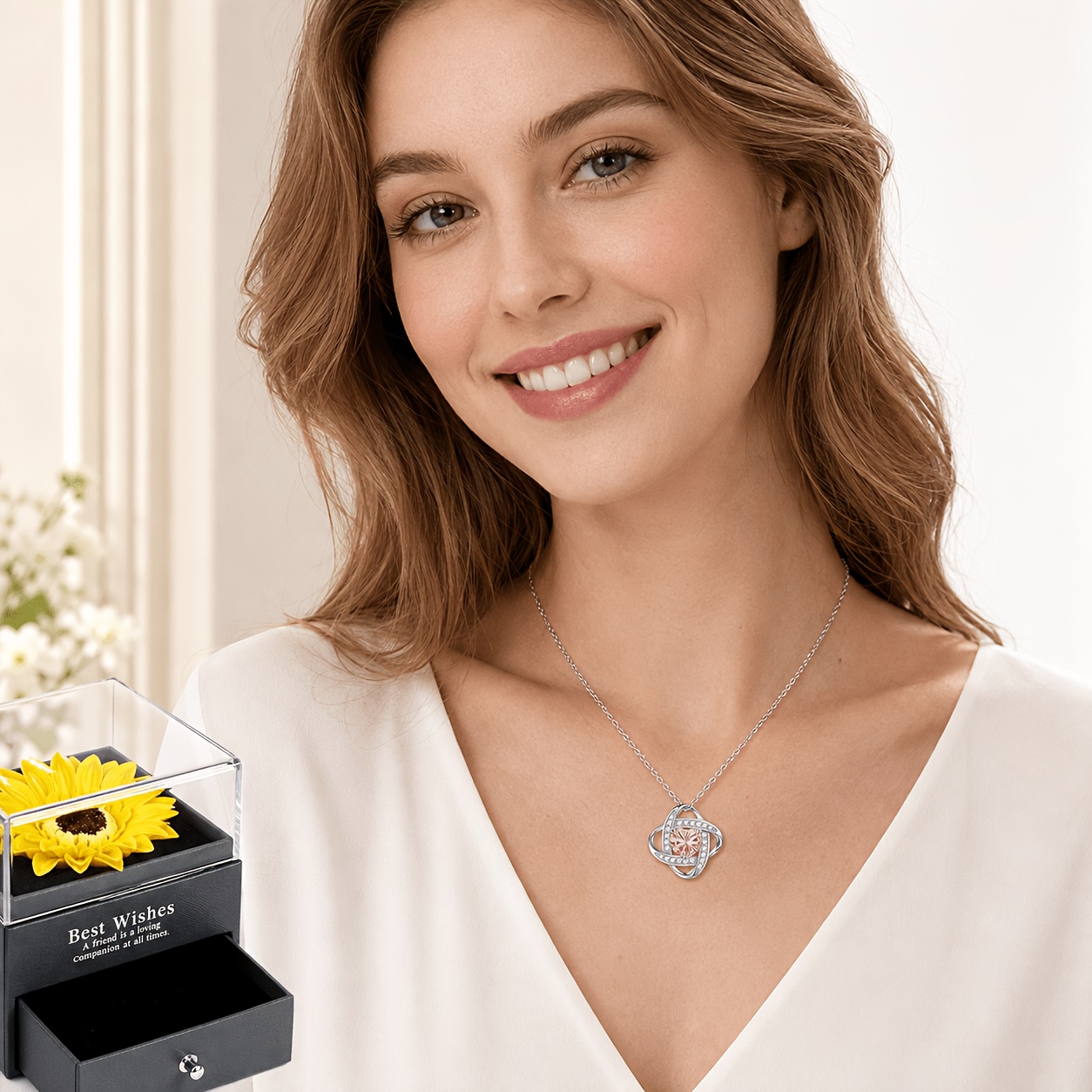 Heart Synthetic Zirconia Pendant Necklace with Gift Box