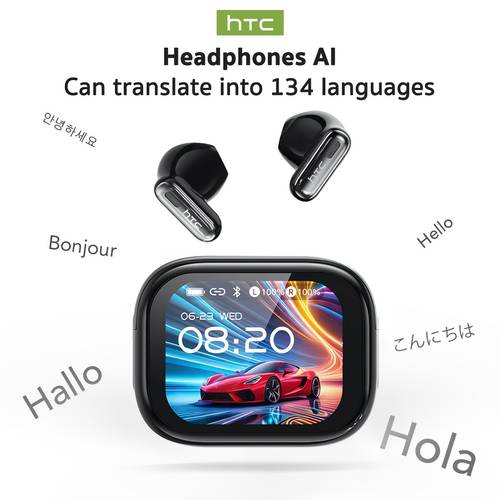 item picture htc ne68 wireless earphones tws earbuds in ear design sports headphones call noise cancellation ai translator earbuds audio hd screen picture translator 2026 new model
