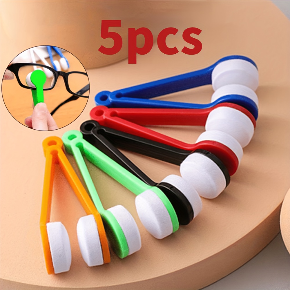 

5pcs Portable Glasses Cleaning Kit With Microfiber Cloth And Dual-sided Brush - Travel- Cleaner Set