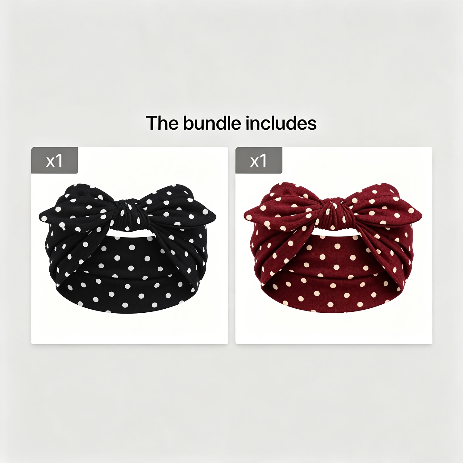TEMU 2pcs Women's Polka Dot Bow Wide Headbands, Soft Stretchy Knotted Turban Hair Wraps, Retro Printed Non-slip Hair Additions For Yoga Daily Wear