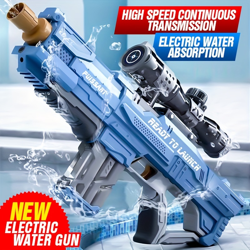 

Electric Water Gun With Absorb Water, Electric Automatic Squirt Guns With Large Capacity And Long Range, Outdoor Shooting Game Toys For Kids Summer Beach Swimming Pool Party