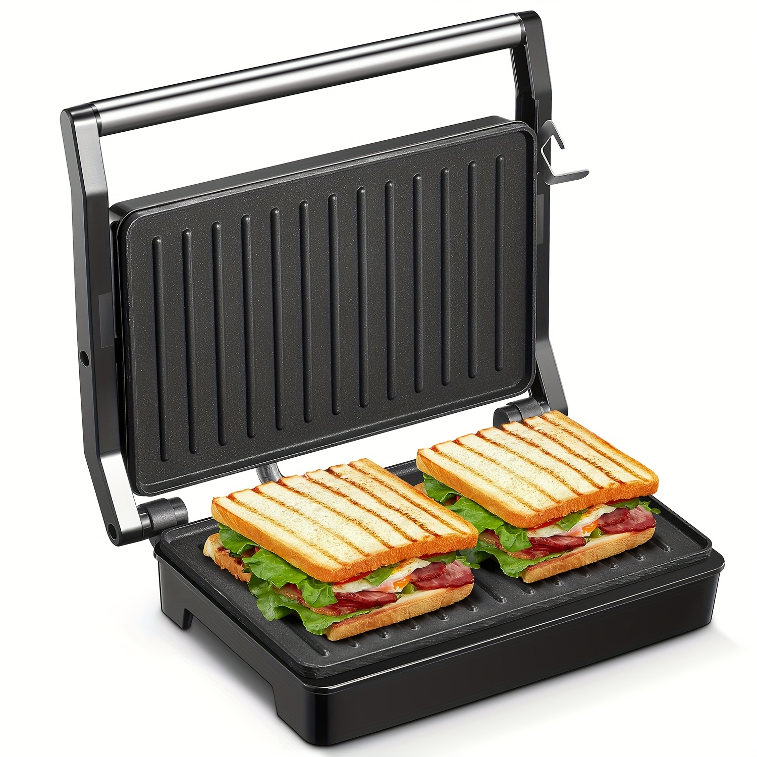 TEMU Yabano Grill, Compact Size, Gourmet Sandwich Maker With Coating Plate, (black)