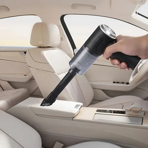 1pc cordless handheld vacuum cleaner portable blow and suction with side brushes anti tangling hair 40db 3kpa suction for car keyboard laptop office dust with crevice tool without battery