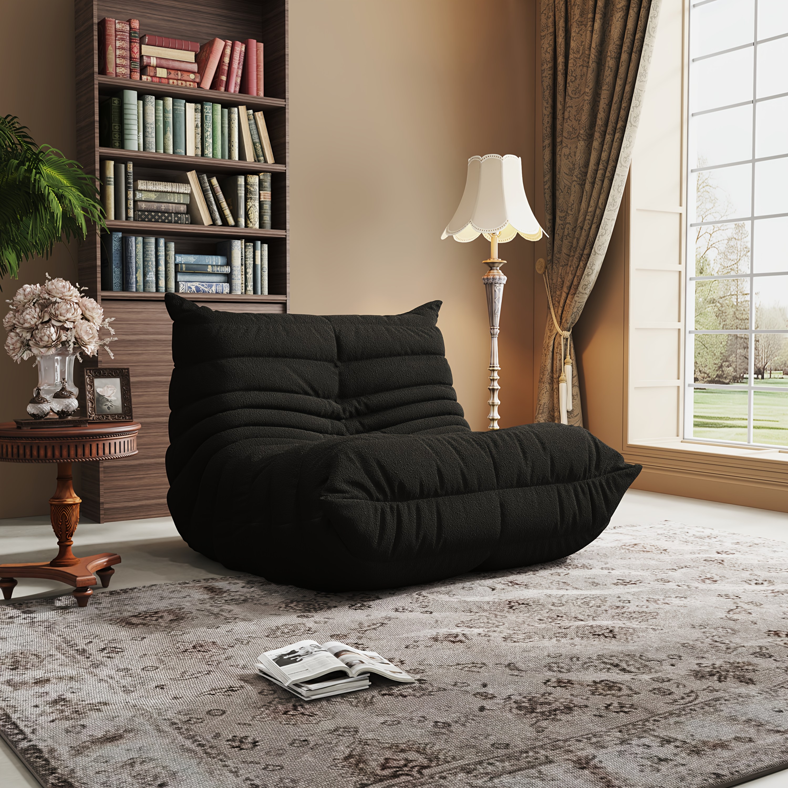 TEMU Canapé de lecture tatami moderne et minimaliste, fauteuil de cheminée, grand pouf pour adultes, canapé de sol , pouf de jeu, canapé intégré en