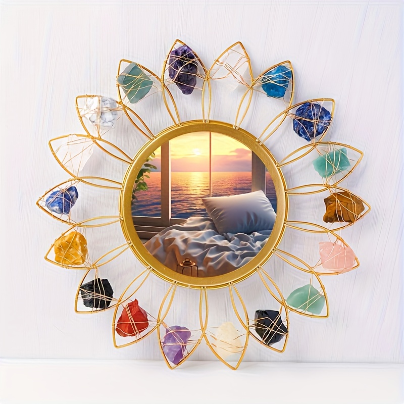 Image of Wall Decor 12-inch (. 30. 5cm) Wall-mounted Mirror, Home Decoration, Round Shiny Decorative Mirror For Valentine's Day, , Mother's Day, And Cherry Season Gifts