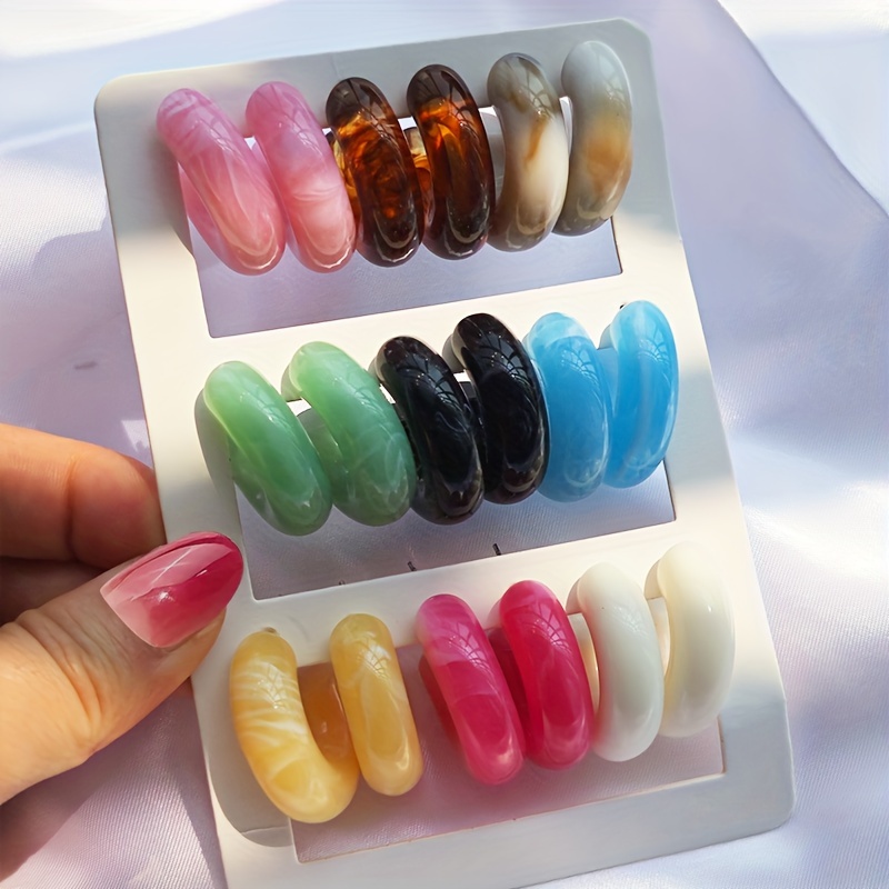 

9 Pairs Of Acrylic Women's Earrings, Fashion Ring Earrings, Gift