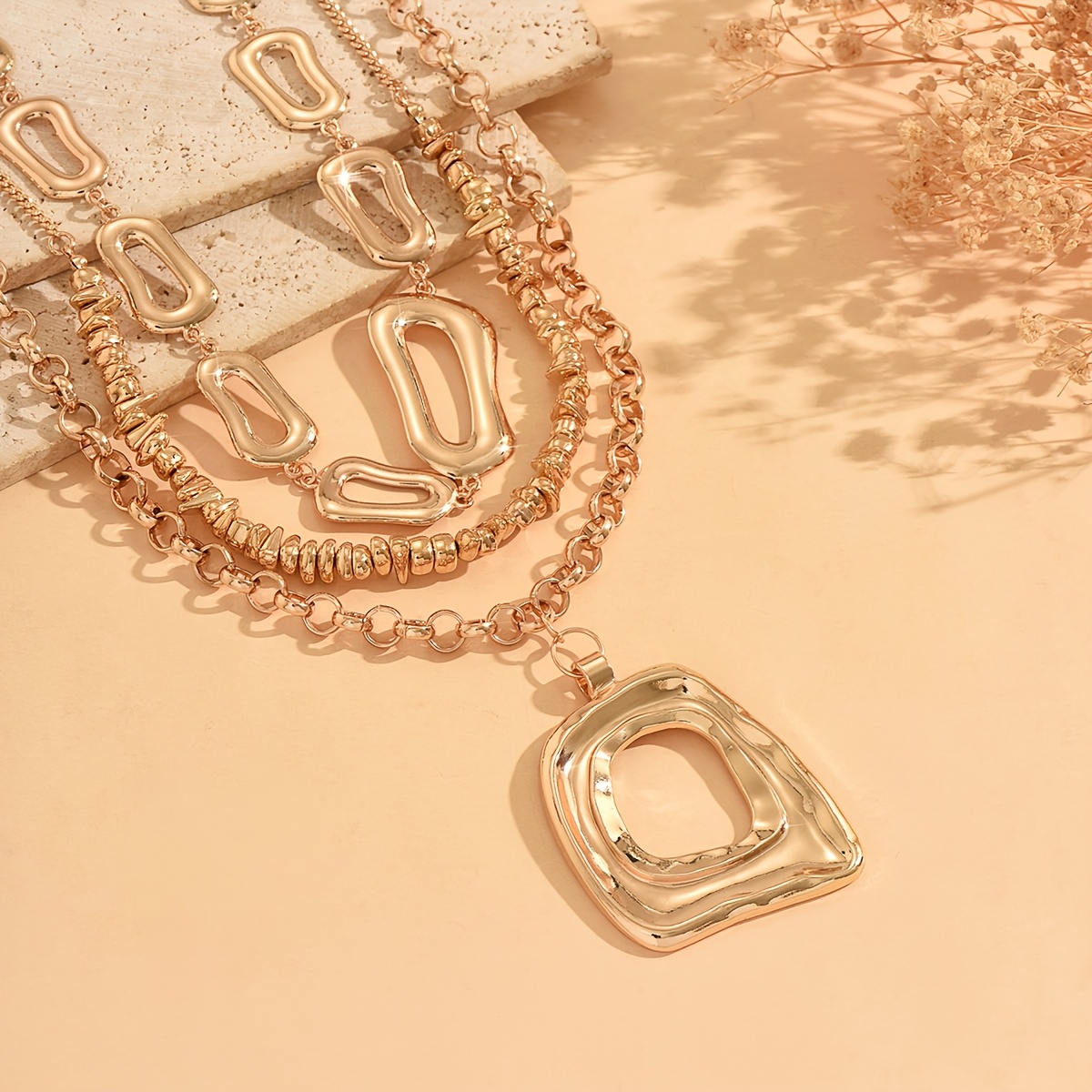 3pcs Set Trendy Multi-Layer Stackable Golden Necklace
