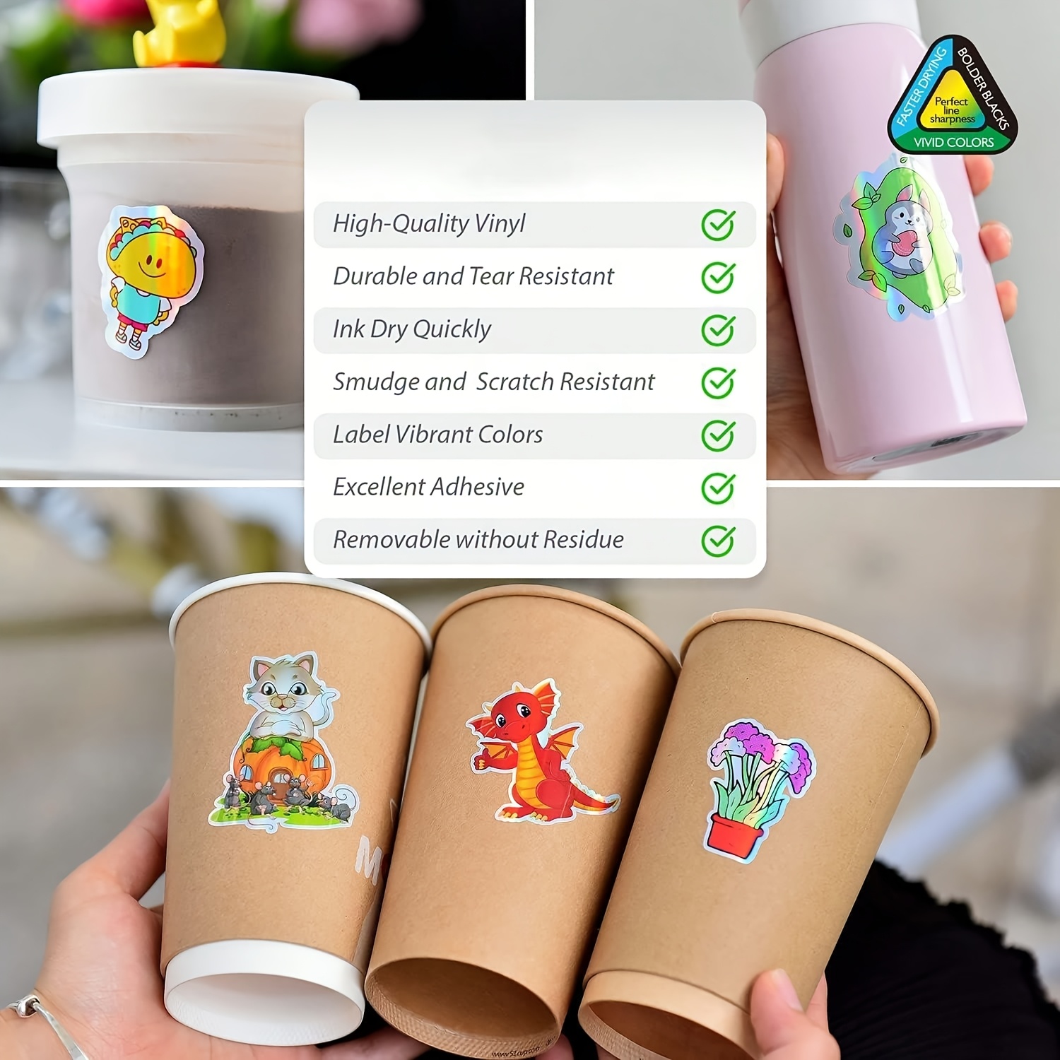 20 Sheets Holographic Stickers Paper Printable Vinyl Sticker Paper 4 Styles Mixed Rainbow Self-Adhesive Paper For Inkjet/Laser Printers