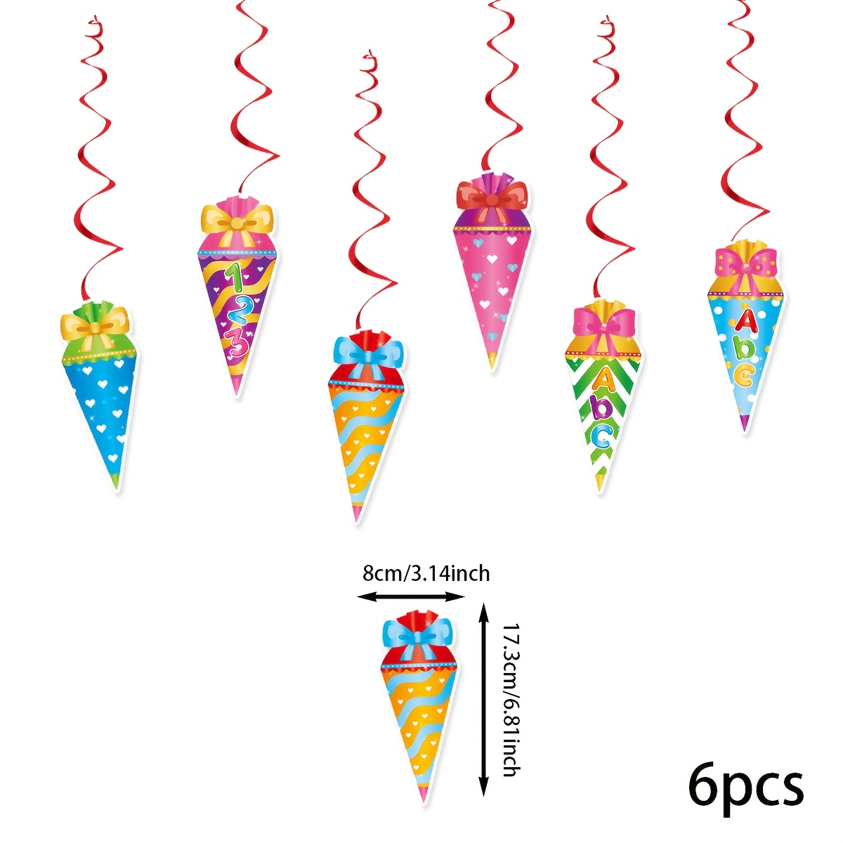 Image of Six-piece Back-to-school Decorative Swirl Hanging Ornaments And Candy Tags For School Opening Party Streamers