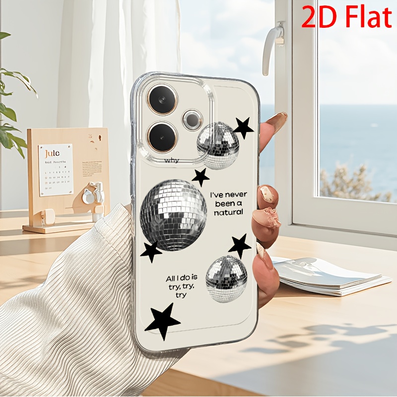 TEMU Phone Case: 2d Flat Disco Ball Star Phone Case, Suitable For Oppo A3, A3 Pro, A3x, A5 5g, A5 Pro, A5x, A5i, A6 Pro, A16, A17k, A18, A20, A38,
