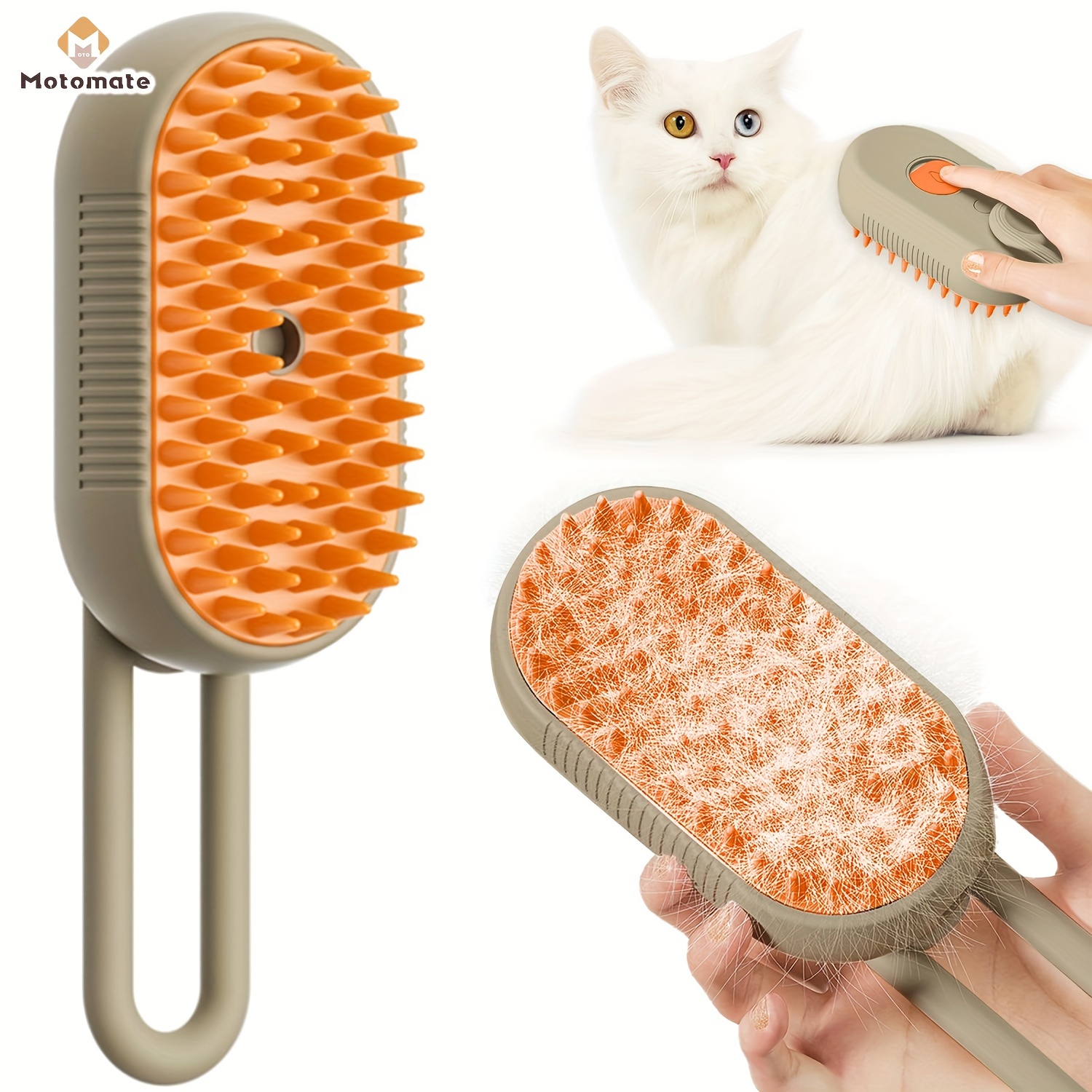 

Motomate Steam Cat Brush - 3 In 1 Spray Cat Brush, Self Cleaning Steam Cat Brush, Silicone Cat Grooming Brush For Removing Knots