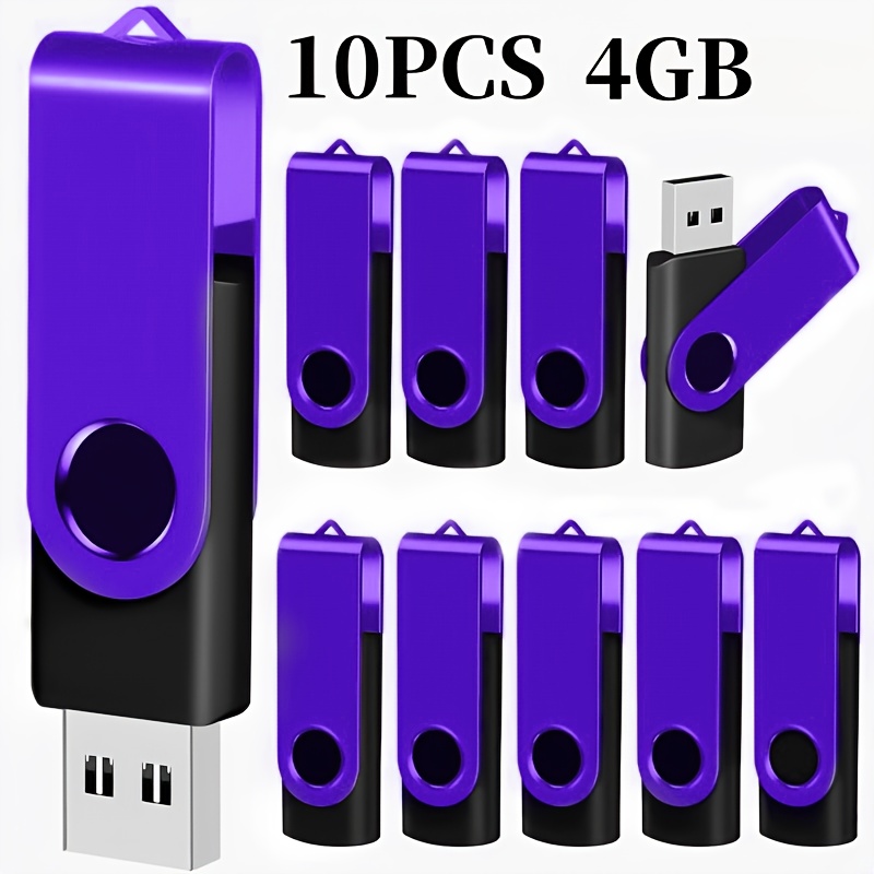 TEMU Lot de 10 Clés USB Violettes USB 2.0 - à Rotation Haute Vitesse (128MB-16GB) pour Bureau, Ordinateur Portable, Cadeaux d' - Stockage Portable