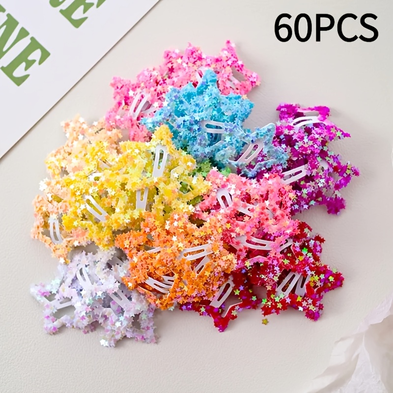 TEMU 40/50/60pcs New Style Sequin Five-pointed Star Hair Clips, Mixed Cute Star Side Clips, Girly Versatile Bang Clips, Wear Hair Accessories, Unique