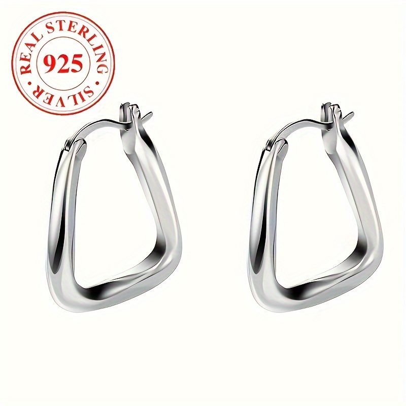 

2.5g/0.088oz Luxury 925 Sterling Silvery Hypoallergenic Square Hoop Earrings For Women, Birthstone, Ideal Gift, , All