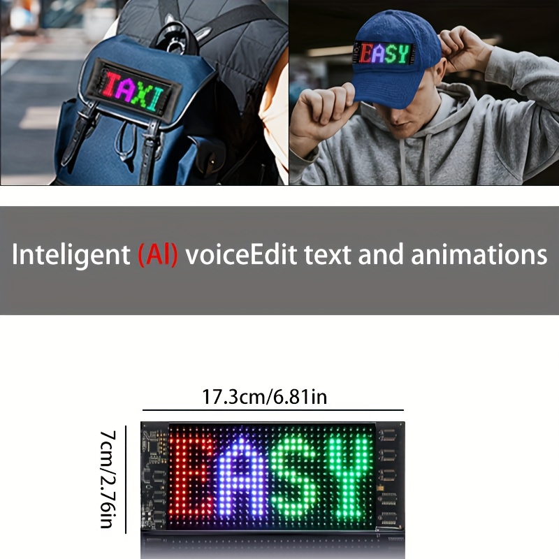 Écran LED Flexible avec Édition Vocale Intelligente, Connectivité Bluetooth pour Animation et Personnalisation de Texte. Alimentation USB - Idéal Décorations Maison/Publicités Magasins Vitre Arrière Voiture & Ambiance Festive
