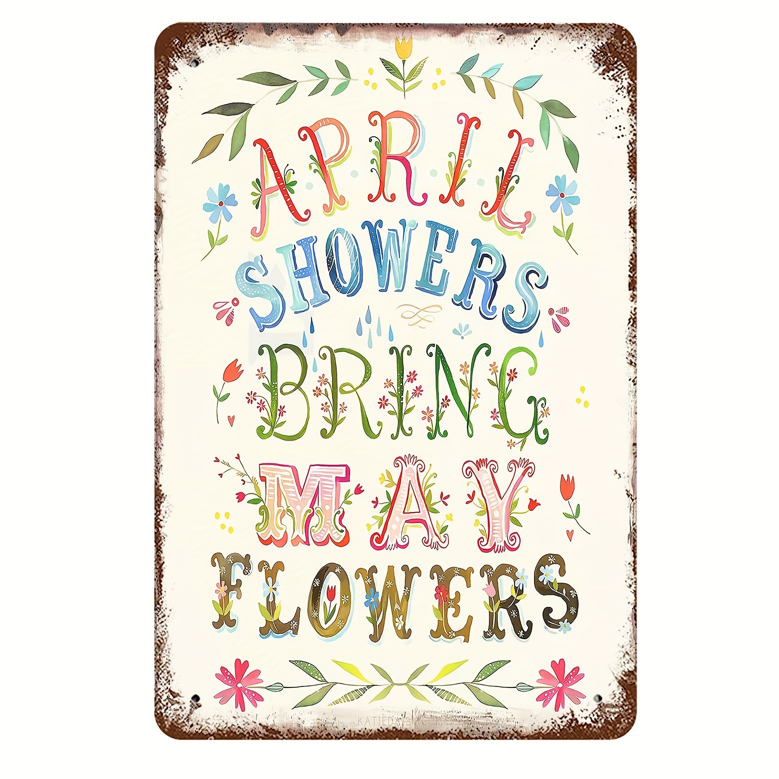 

Vintage Sign, Flowers Quotes, Wall Decor April Showers Bring May Flowers Crafts Poster Art For Home Living Room Bedroom Garden Garage Office Cafe Bar Pub 8x12 Inch