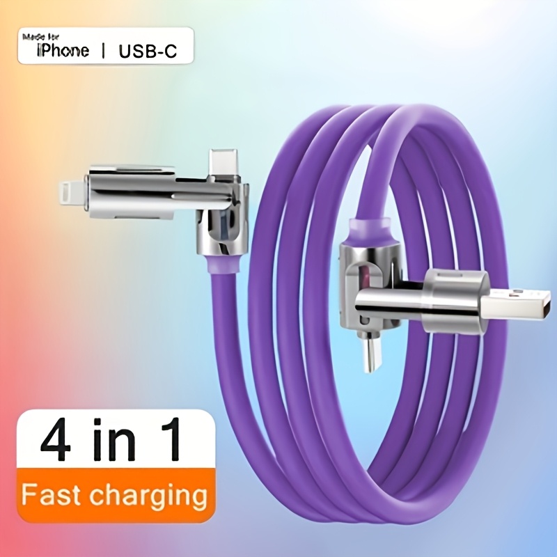 TEMU 2packs Multi Usb Charging, Usb-c Fast Charging Cable For Phones From Samsung, Redmi, Oneplus And Xiaomi