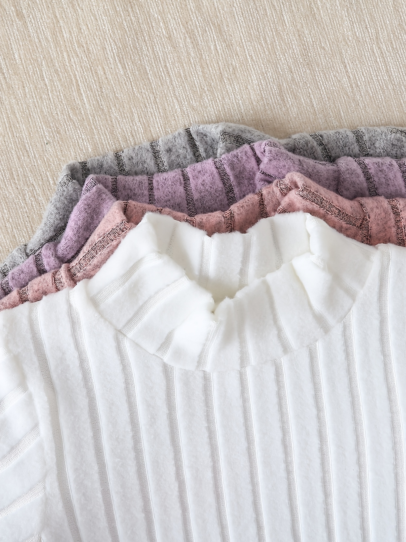 4pcs Set of Girls' Spring Autumn Slim Fit Pullover Shirts