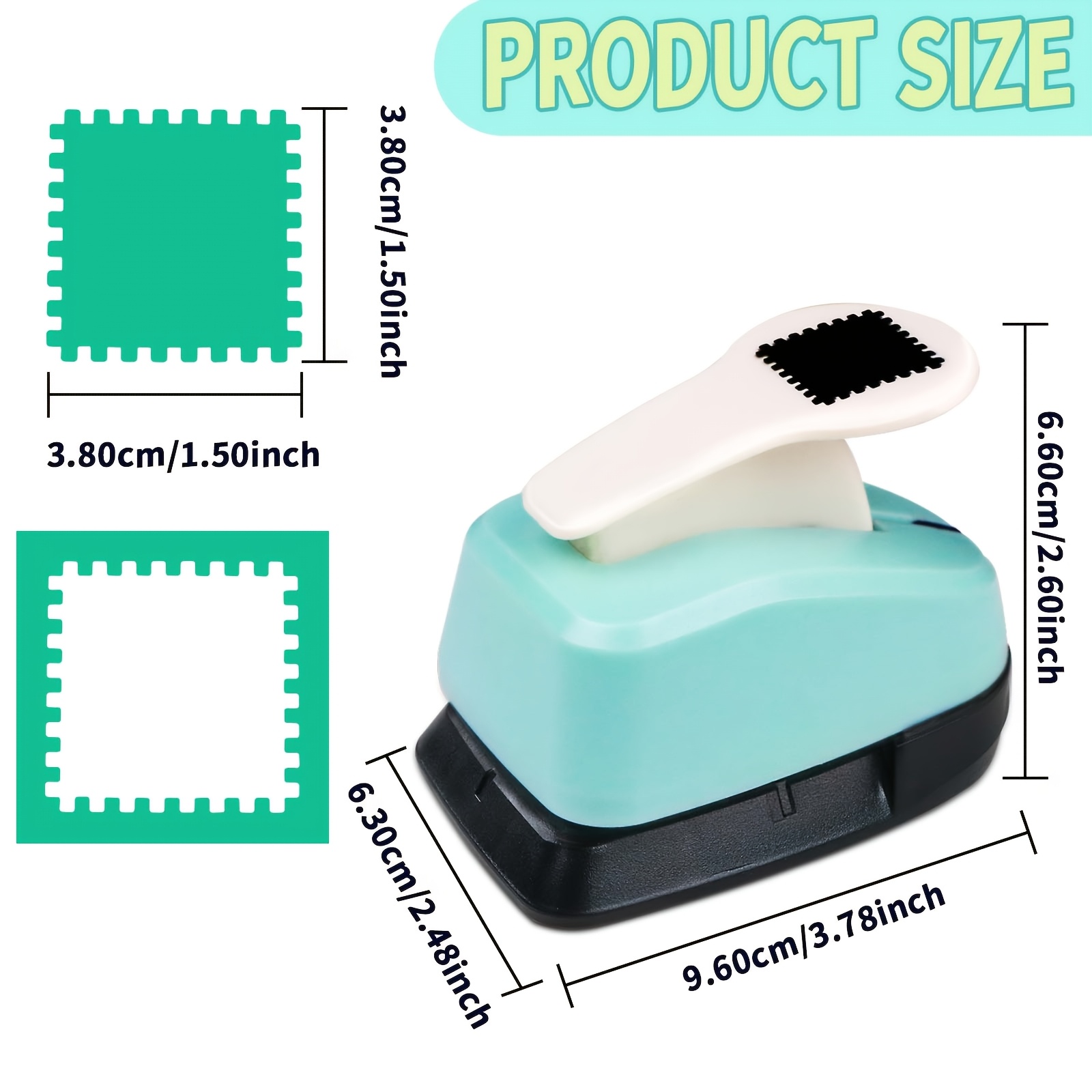 TEMU Square Paper Hole Puncher Cutter Tool Extra Large 2 Inch 50mm 1.5 Inch 38mm 1 Inch 25mm Square Shapes For Paper Crafts For Cardmaking For