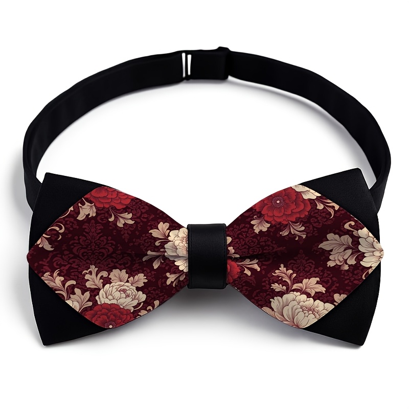 TEMU 1pc Men's Vintage Paisley Bow Tie - Woven Polyester With 1200-needle Fabric, Elegant Bowknot For Weddings, , Parties - Durable & Comfortable Bow