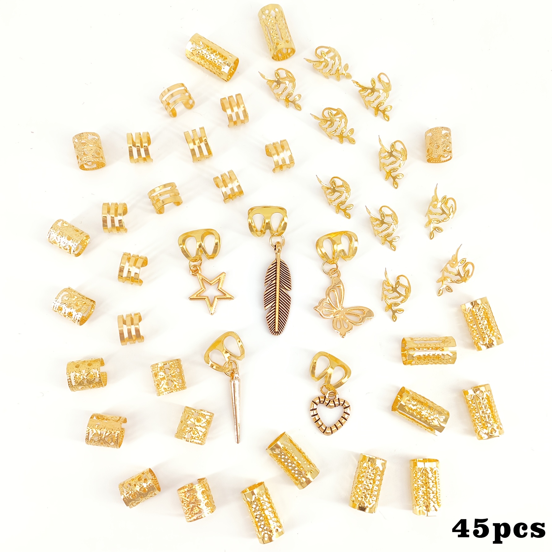 45pcs Heart Punk Dreadlock Hair Rings - Stylish Hair Accessories Loc Hair Jewelry For Braids For Girls And Women