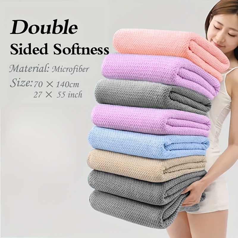 

1pc Solid Towel, Household Bath Towel, Towel For Home Bathroom, Bathroom Supplies