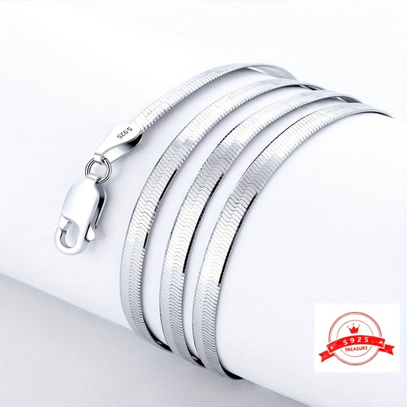 

1pc 925 Sterling Silvery Exquisite 4mm Hip Hop Snake Chain Necklace For Women Men Party Jewelry Best Friend Holiday Gift