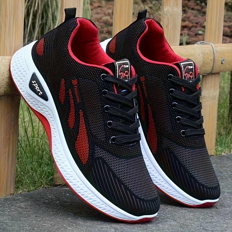 larawan ng item [sneakers] sapatos panlabas panlalaki para sa hiking - sapatos  -atletiko panlalaki para sa lahat ng panahon, disenyong contrast,   at pula, sapatos  -takbo na   ang takong | sapatos na slip-on na casual | sapatos na non-slip sole, ideal na regalo sa holiday