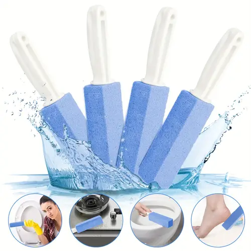 4pcs pumice stone toilet brush reusable bowl scrubber with ergonomic handle hanging cleaner for deep stain removal ideal for bathroom kitchen and pool use