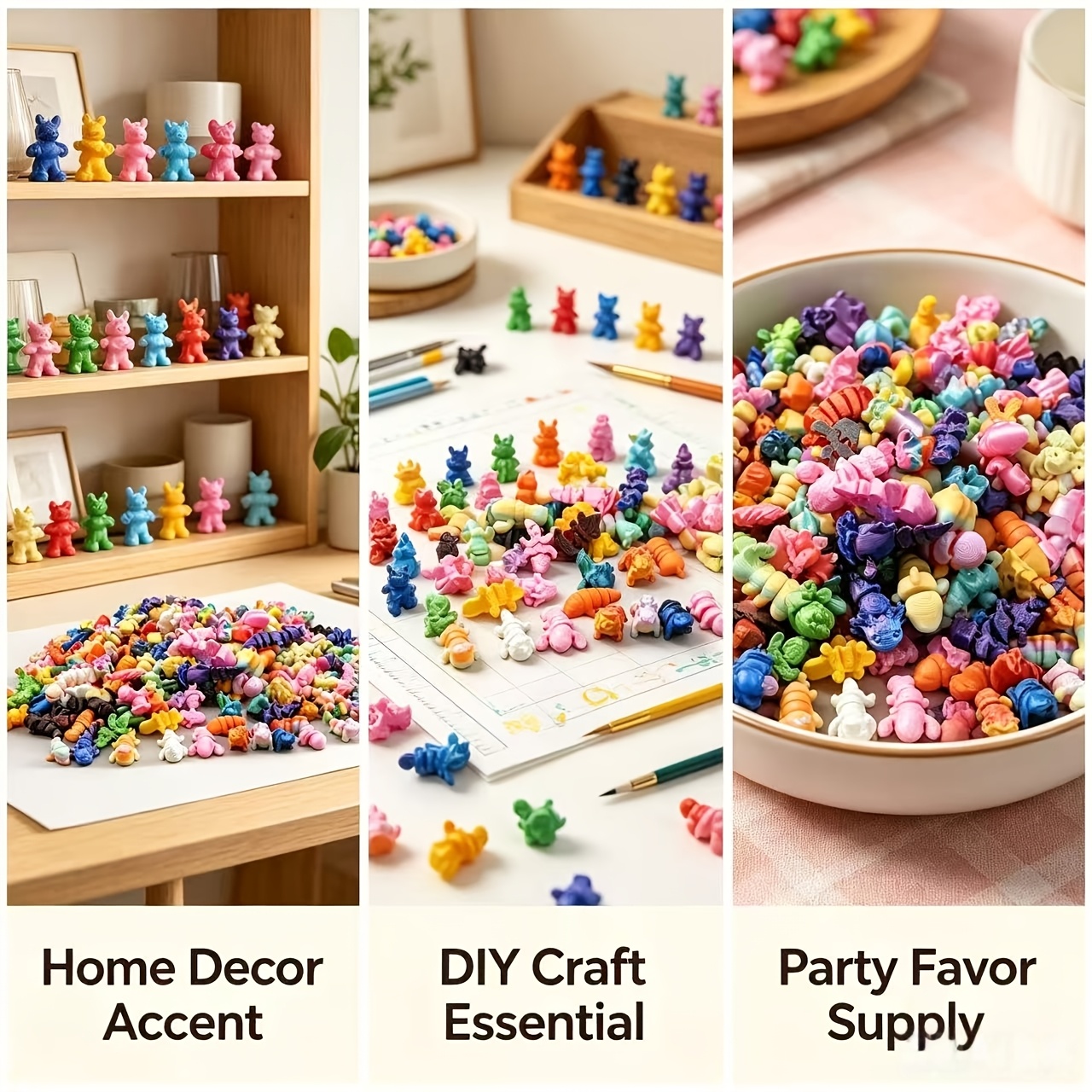 37pcs Rainbow-Colored Mini 3D Printed Animals Set