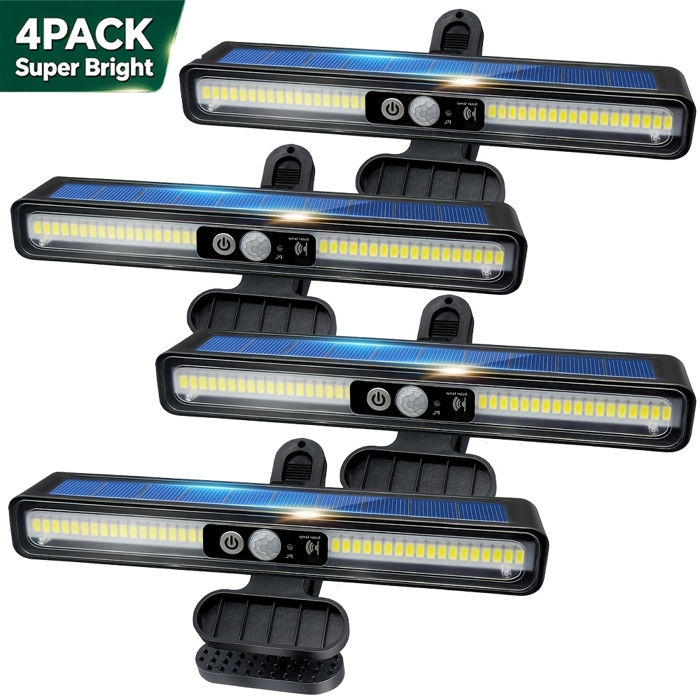 TEMU 4 pezzi Striscia luminosa solare da esterno con di e clip, 36 LED, 6000K, luce solare portatile di , adatta per cortili, , , campeggio ()