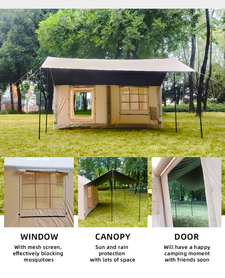4 8 person   inflatable tent with hand pump 129   large space easy setup zip closure matching with a canopy   with   stove chimney opening tent for 4 season outdoor camping windproof high quality with mosquito Product details 4