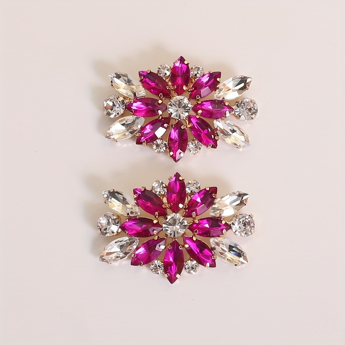 E-shop 2 Stück Exquisite Beliebte Artikel, Fuchsia Künstliche Kristall Marquise, Abnehmbar, Leichter Luxus, Geschenke, High-End Gefühl, , Trendy,