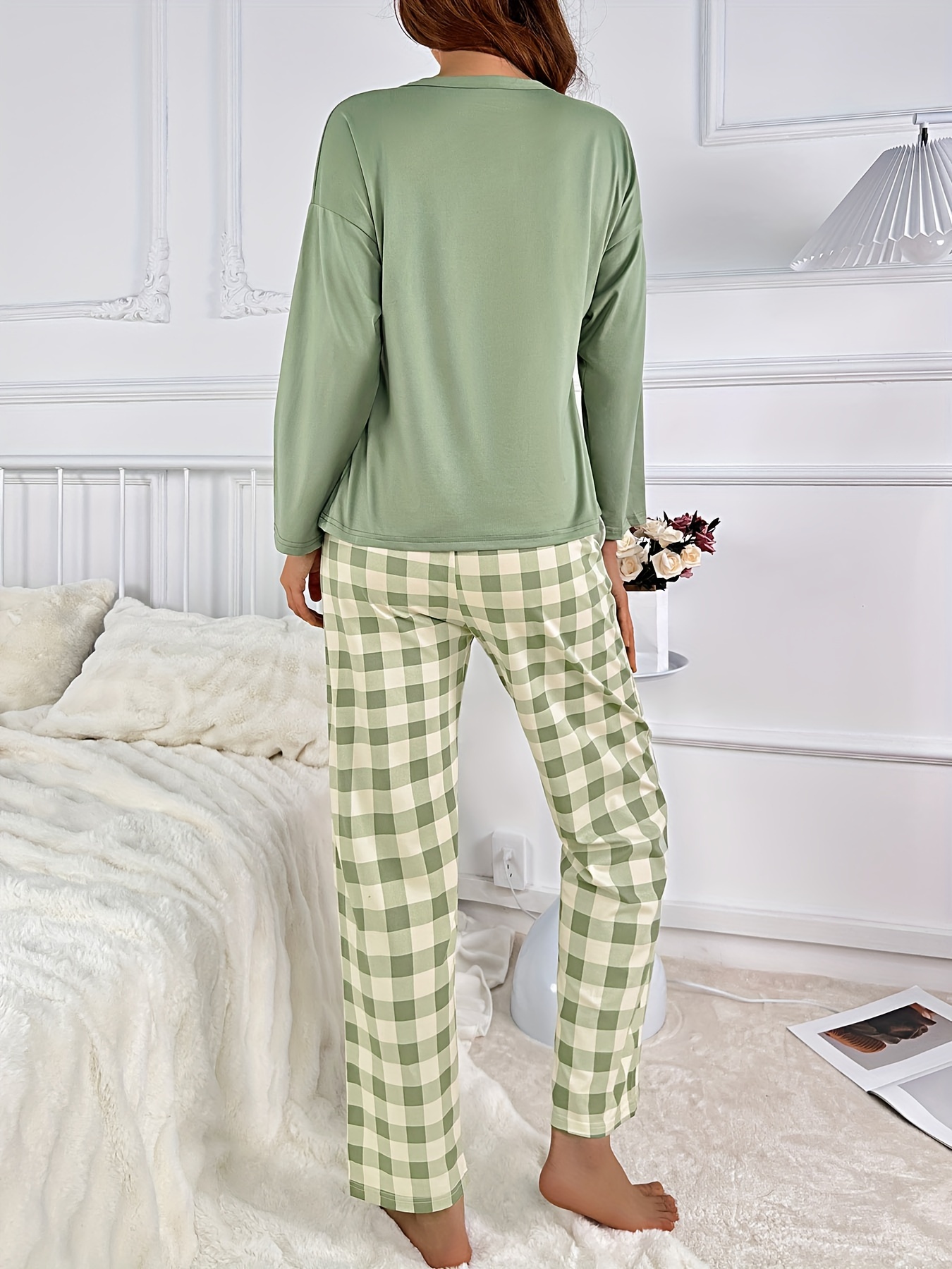 Women's Green Plaid Pajama Set