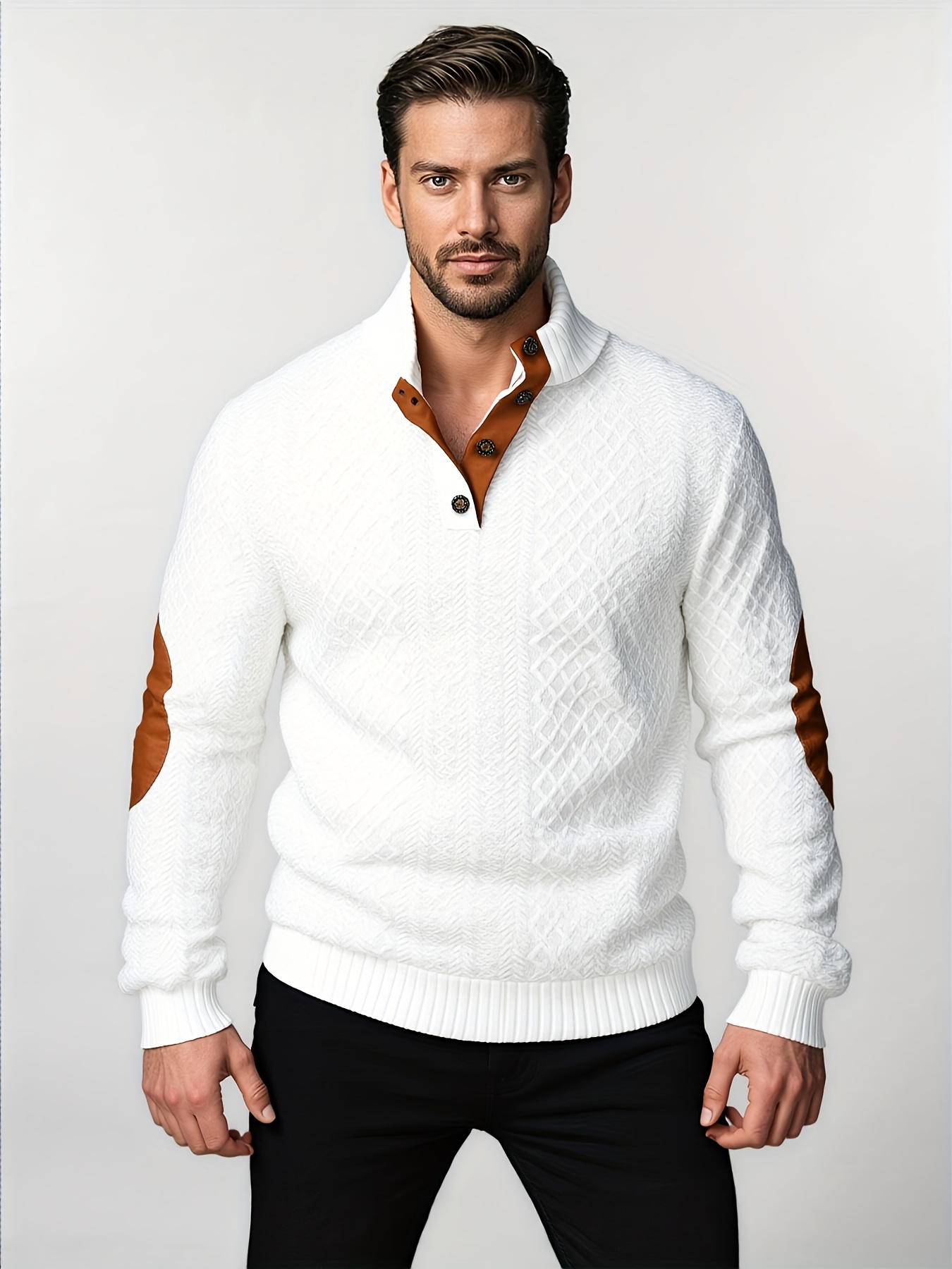 Men Sweatshirts Long Sleeve Stand Collar Shift Sweatshirt Mens