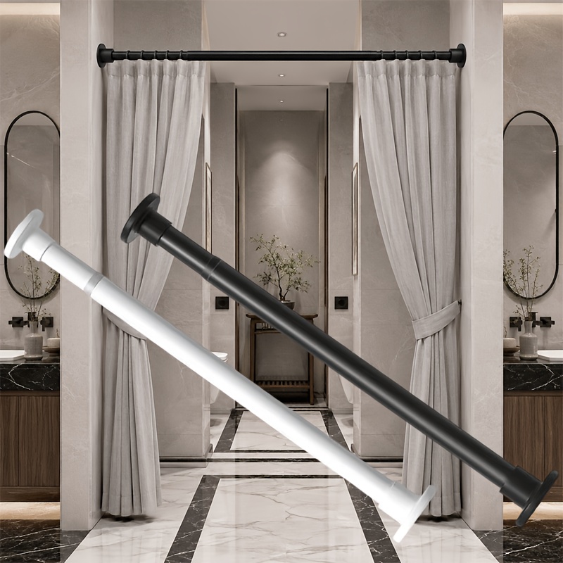 non perforated shower curtain rod extendable curtain rod wardrobe support rod towel rod spring rod tension rod suitable for bathrooms kitchens   and drying rooms