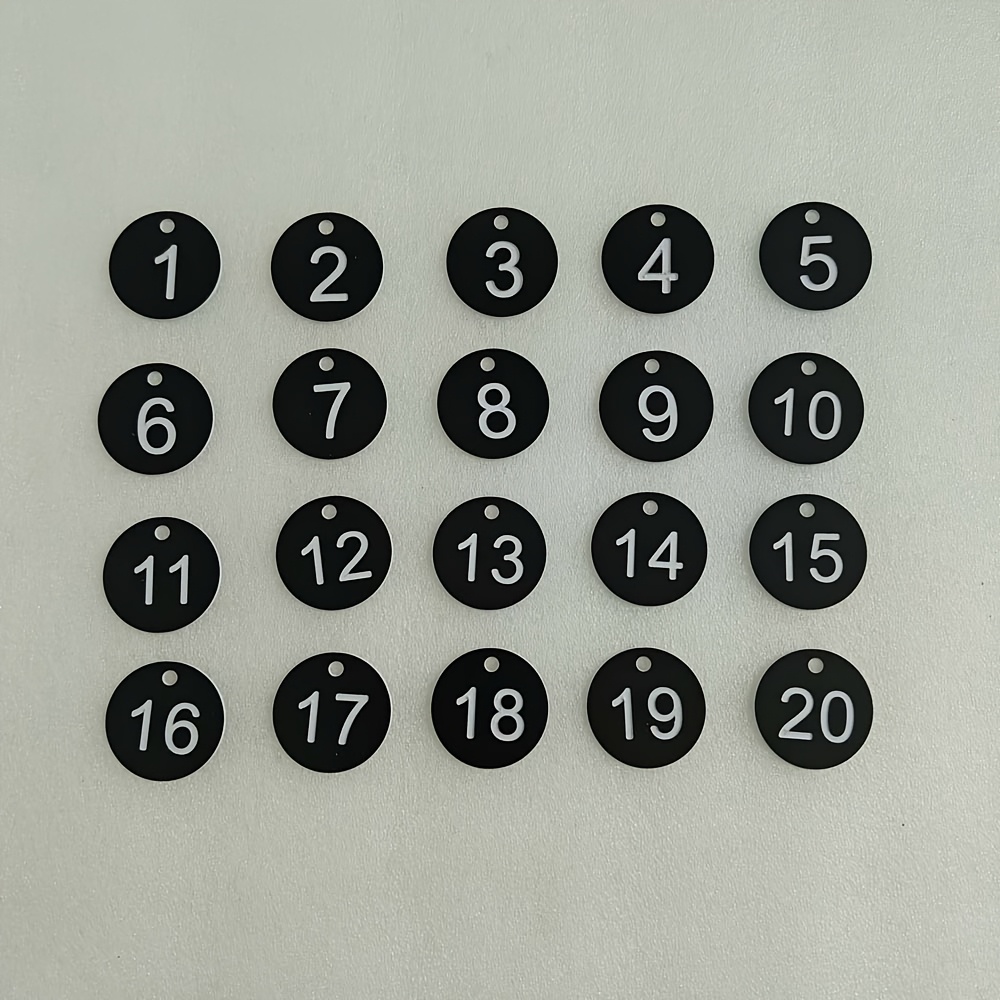 TEMU 20 pezzi di targhetta digitale senza anello, numero digitale, carta deposito, bagno, sauna, Pot, numero , targhetta numero chiamata, 1