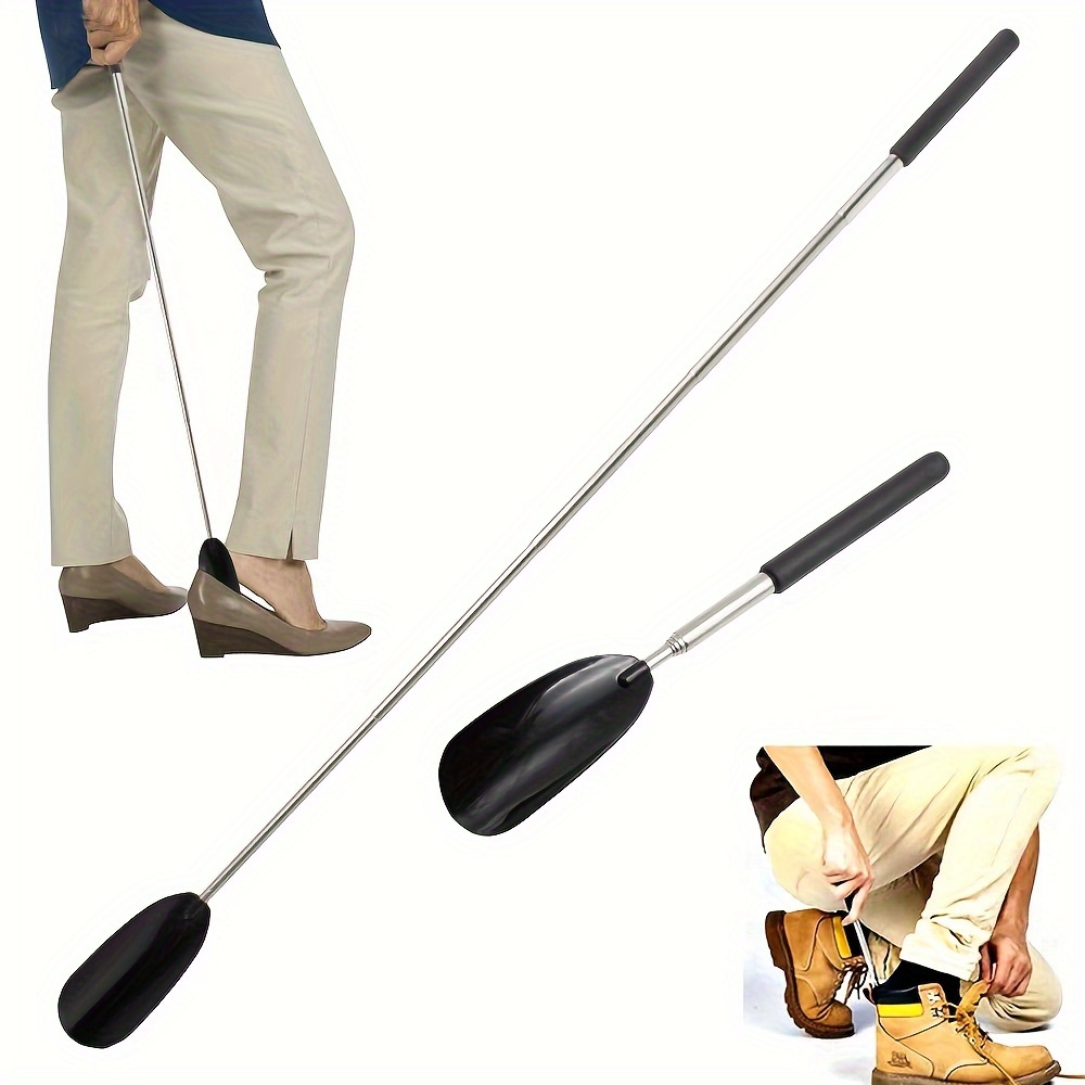 

1pc Adjustable Stainless Steel Shoe Horn, Long Handle Telescopic Shoehorn, Elderly & Pregnant Friendly, Metal Shoe Lifter With , No Electricity Required