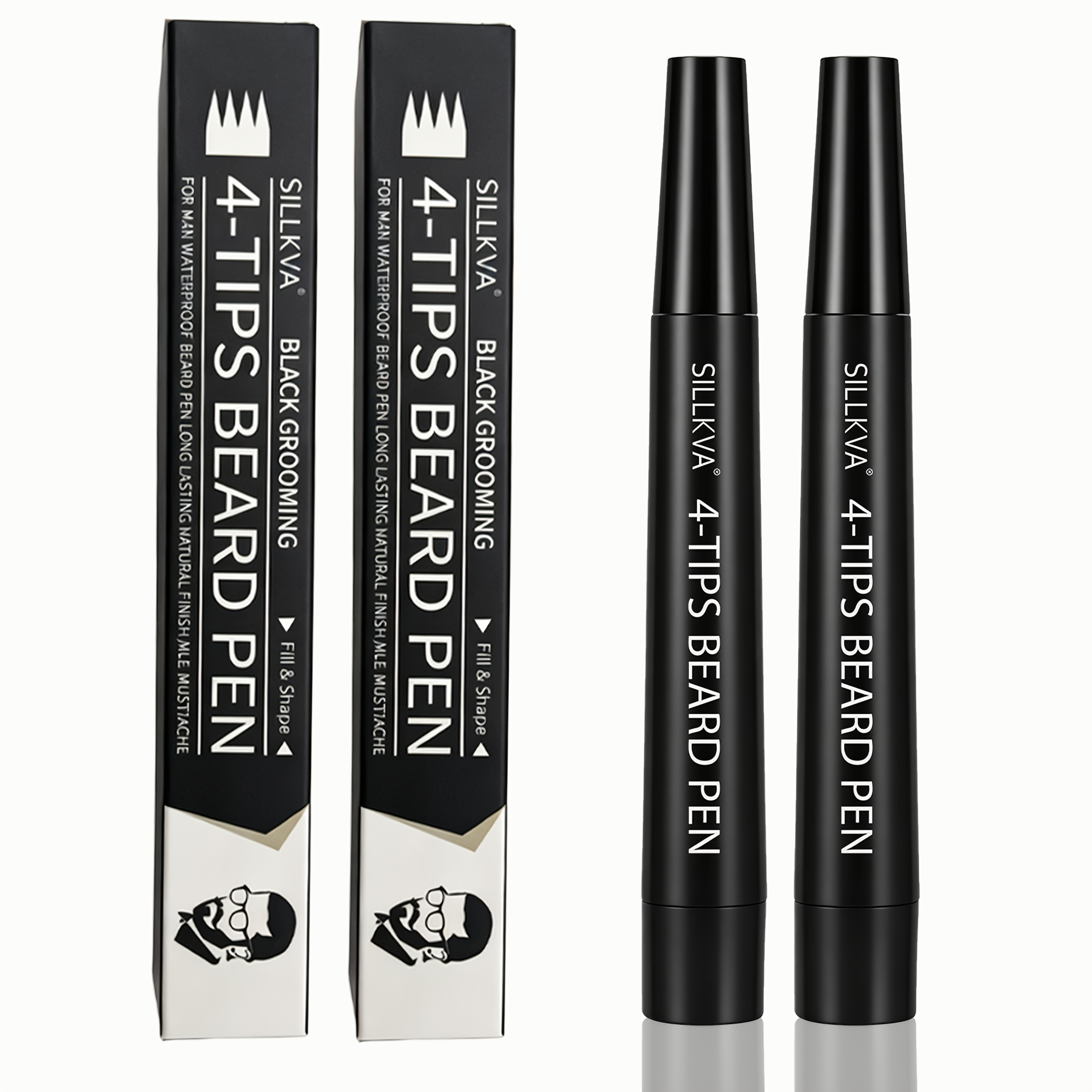 TEMU Men's Beard Filling Pen, 4-prong Tip Design, Waterproof & , Natural Beard Enhancer For Thinning Beard, Smooth Lines, Great Father's Day Gift For