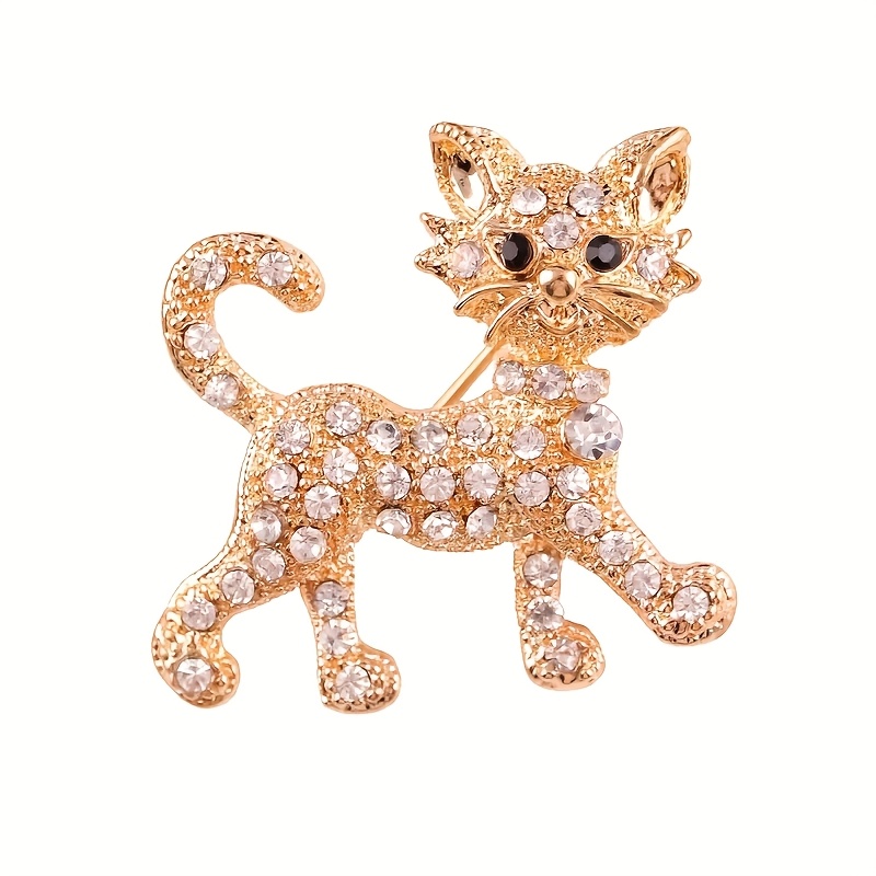 Material Cross-border Hot-selling New Product Inlaid With Rhinestones Kitten Brooch Versatile Clothing Additions Corsage Fashion Pin Anti-exposure Women