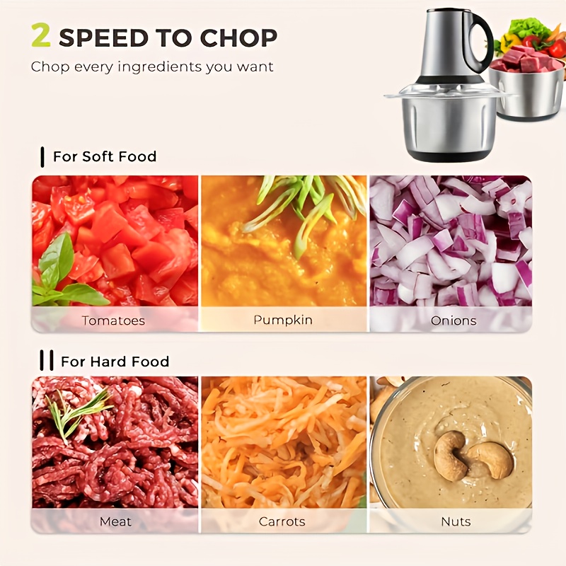 dual bowl blades electric meat grinder 101 45oz   food processor multifunctional kitchen tool for chopping veggies nuts onions grinding meat salads garlic press mashing dough manual meat grinder meat grinder heavy duty grinder for kitchen stainless steel meat grinder meat grinder blade vegetable chopper dough maker     blades sturdy construction professional chefs meal preppers Product details 3