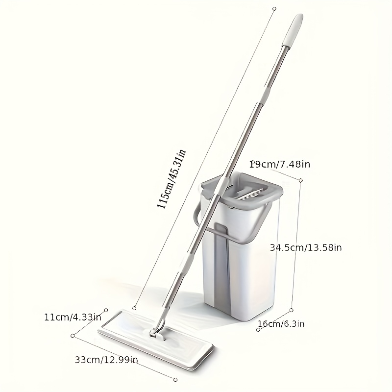 TEMU 1 Set, Household Cleaning Mop And Bucket Set, Hand- Flat Mop, Dust Removal Mop With Bucket, Wet And Dry Cleaning, Tile Marble Wooden Floor