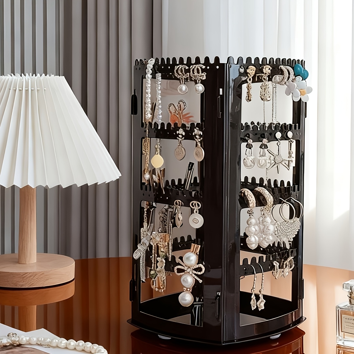 1pc Jewelry Box, 4-layer Large-capacity Jewelry Rack, Can Hang Necklaces, Earrings, Ear Studs, Bracelets, Etc. Rotated, Household Goods Are Recommended, Jewelry Chests