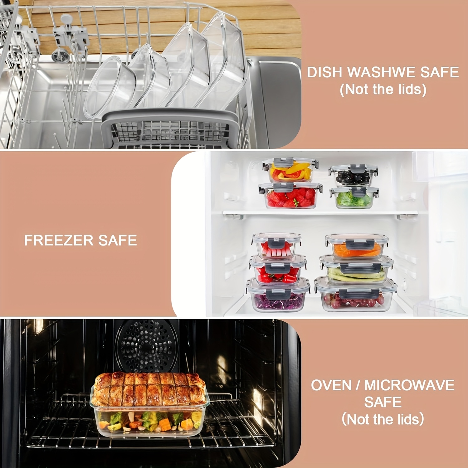 glass food storage containers 15pcs meal prep containers in glass lunch bento boxes with leak proof lids for microwave freezer dishwasher bpa free gray Product details 6