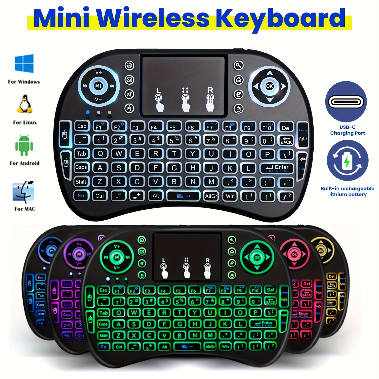 teclado inalámbrico mini touchpad retroiluminación Temu Argentina