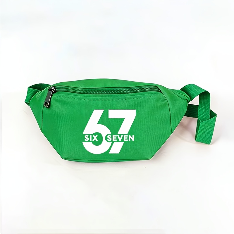 TEMU Multicolor '67 & ' Print Waist Bag - Adjustable Crossbody Belt Pouch With Large Capacity Mini Carrier Suitable For Daily Commuting,, Travel,