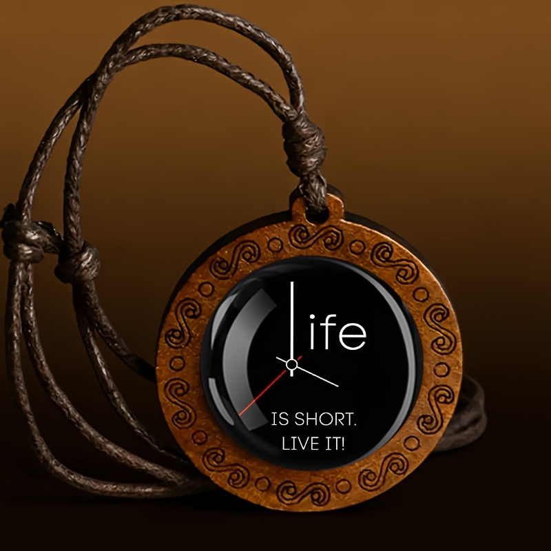 TEMU Collier en bois « est courte, vis le », un minimaliste de style vintage pour et . Un accessoire simple et pour un style , adapté à toutes