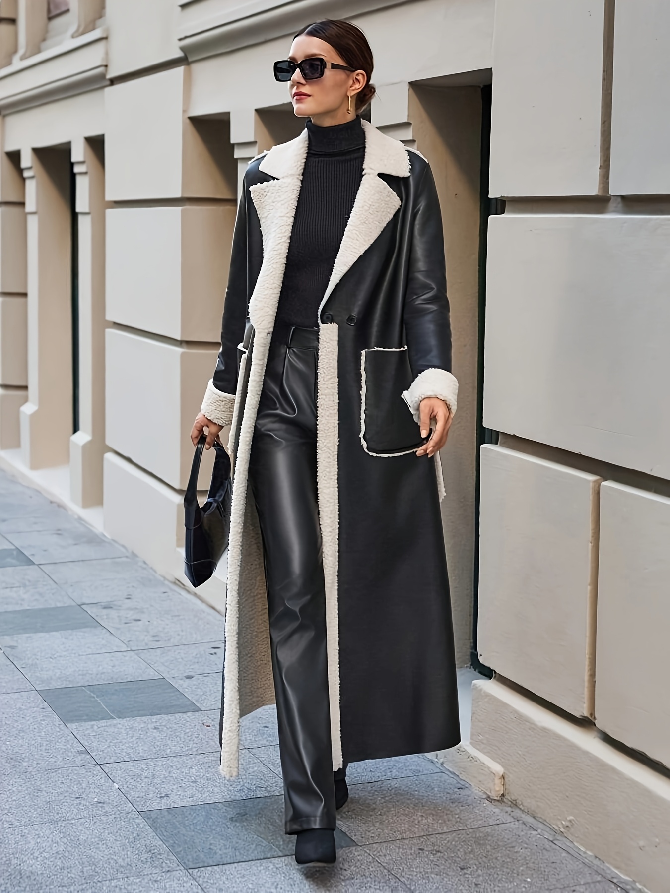 plus size womens oversized long winter coat pu leather Temu Oman